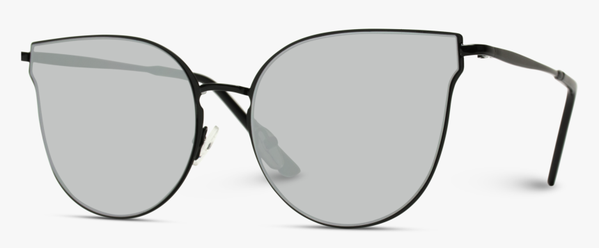 Flat Mirror Lens Black Frame Women Cat Eye Sunglasses - Reflection, HD Png Download
