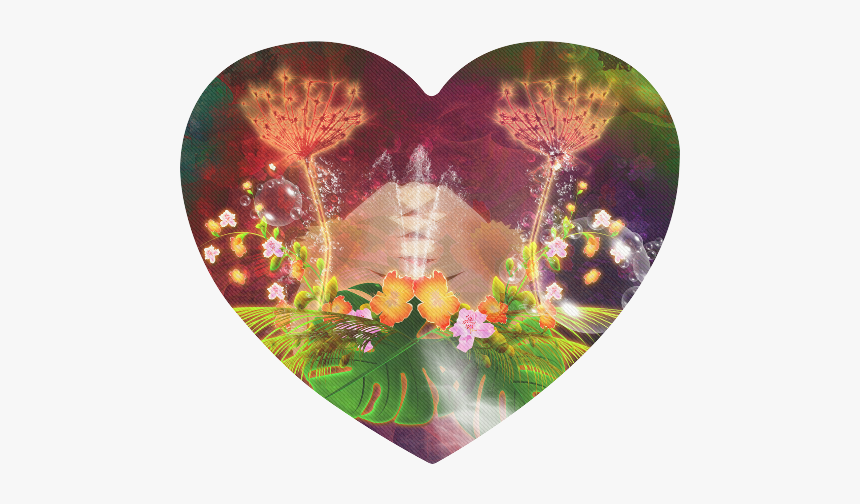 Glowing Flowers Heart-shaped Mousepad - Heart, HD Png Download