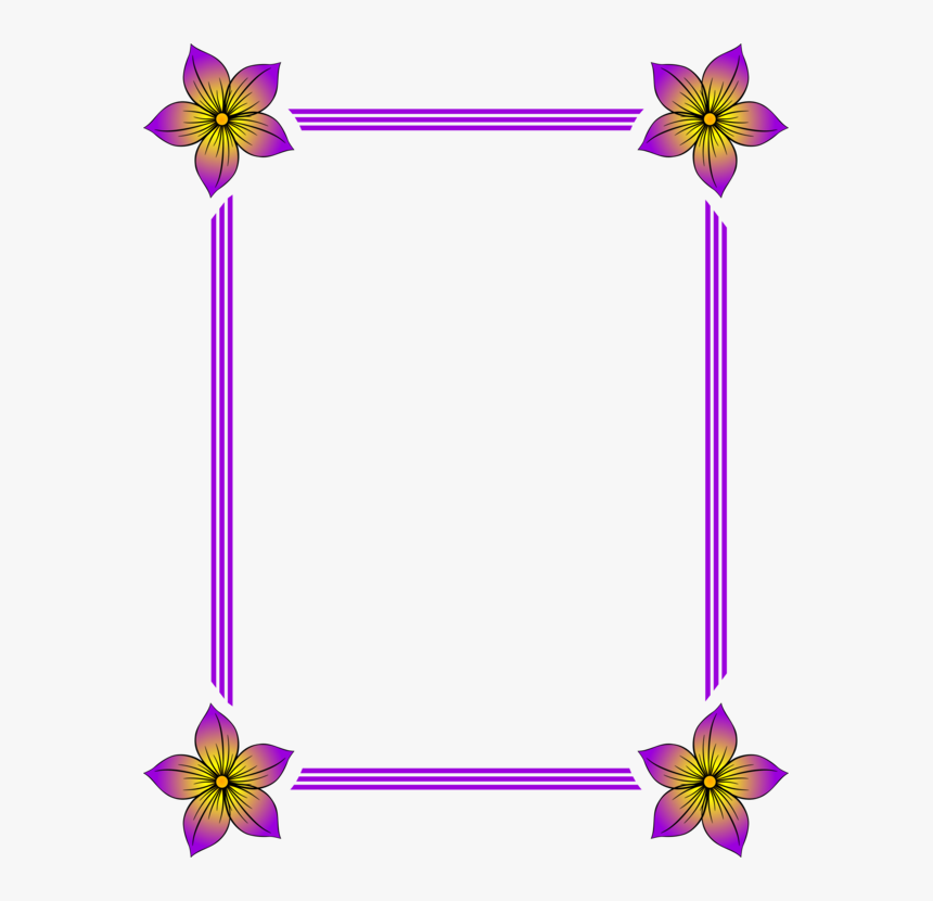 Purple,picture Frame,flower, HD Png Download