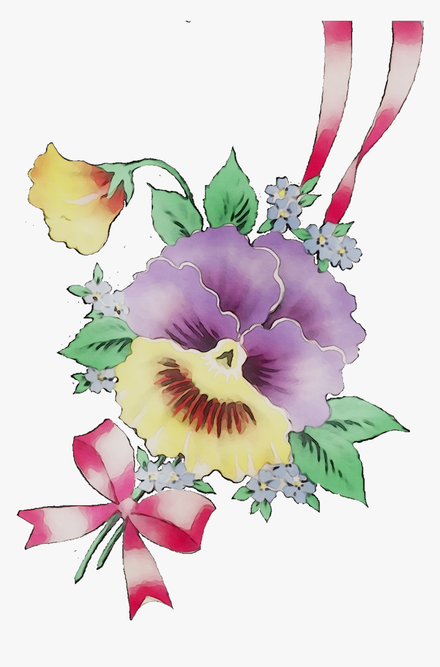 Cut Bouquet Pansy Flower Design Floral Flowers Clipart - Watercolor Pastel Flowers, HD Png Download