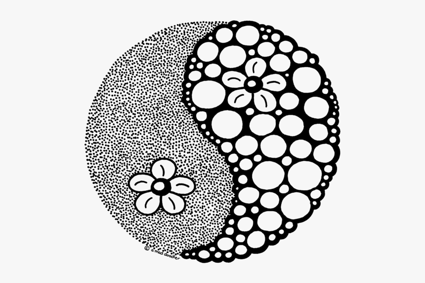 Yin And Yang Flower Drawing, HD Png Download