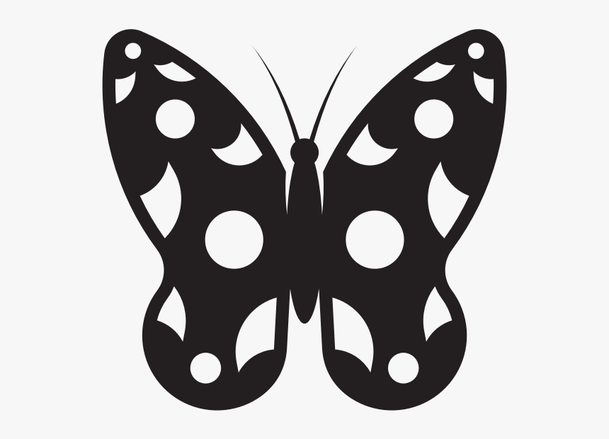 Butterfly With White Spots Silhouette - Brush-footed Butterfly, HD Png Download