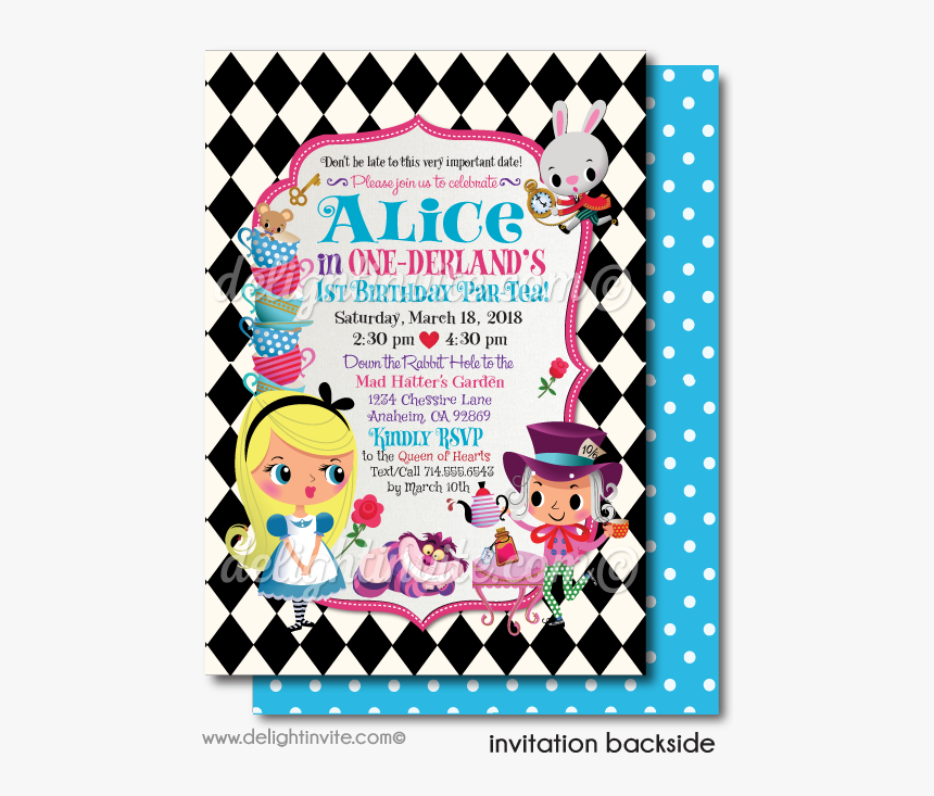 Clip Art Alice In Onederland St - Mad Hatter Tea Party Invitations, HD Png Download
