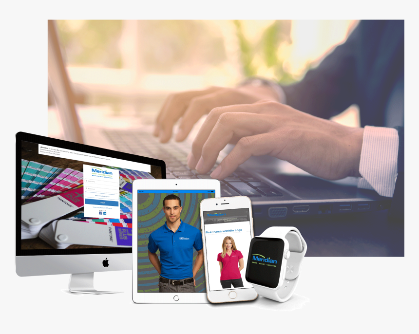 Man's Hands Typing On Keyboard, HD Png Download