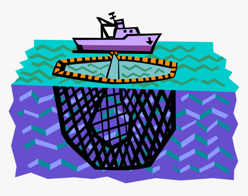 Vector Illustration Of Commercial Fishing Trawler Boat - Reflection, HD Png Download