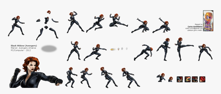 Click For Full Sized Image Black Widow - Black Widow Sprite Sheet, HD Png Download