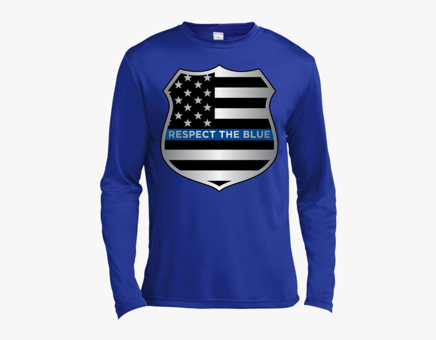 Respect The Blue Guys Long Sleeve Moisture Absorbing - T-shirt, HD Png Download