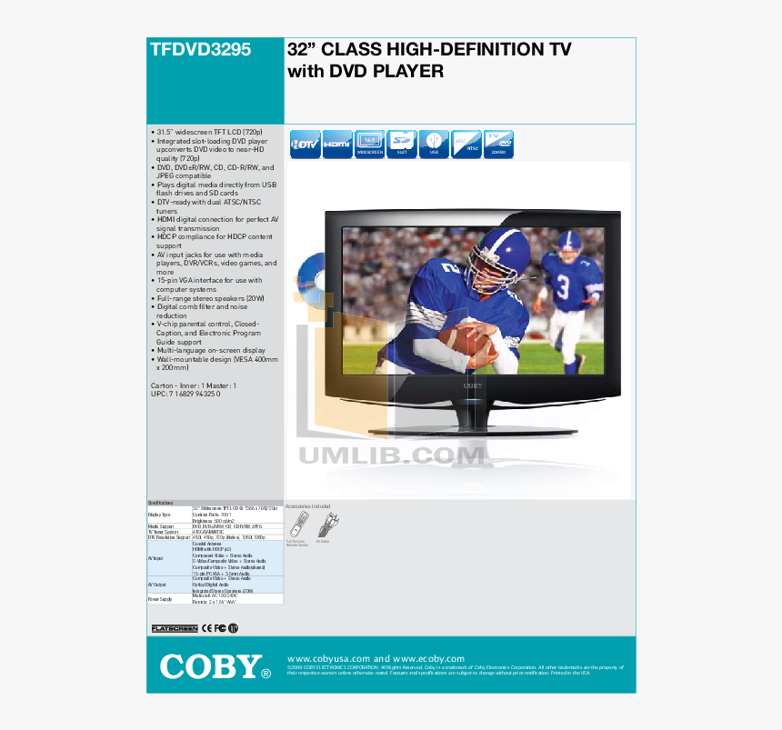 Pdf For Coby Plasma Tv Tf-dvd3295 Manual, HD Png Download