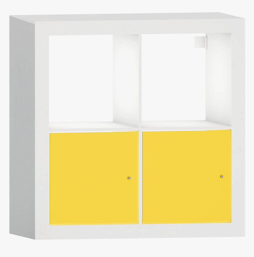 Kallax Shelf With Doors White Yellow Square 3d View - Room, HD Png Download