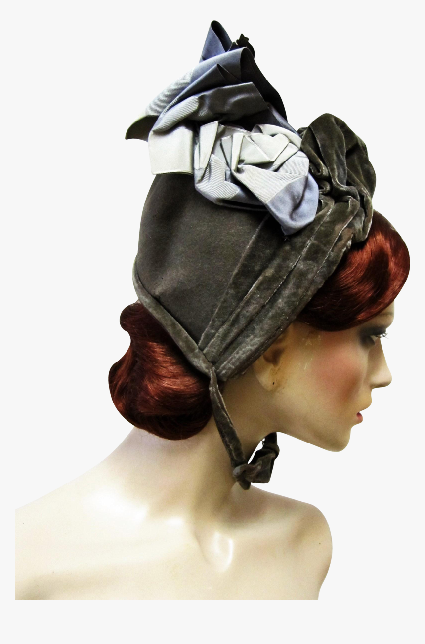 Civil War Era Ladies Felt And Velvet Bonnet Hat - Girl, HD Png Download