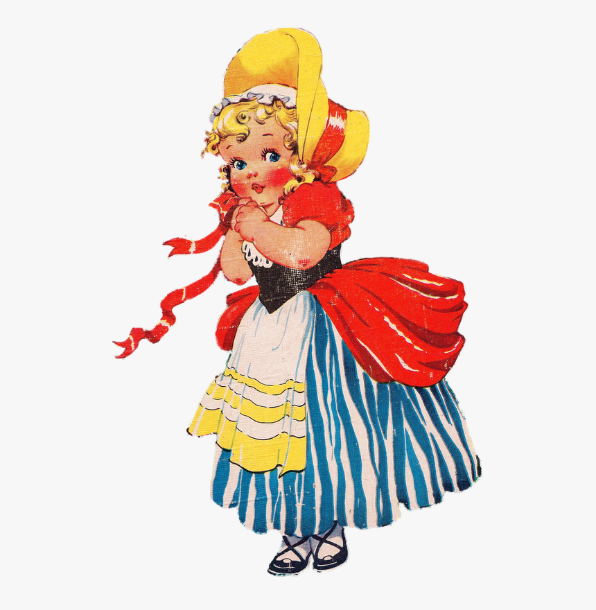 Vintage Illustration- Little Girl W/bonnet - Cartoon, HD Png Download