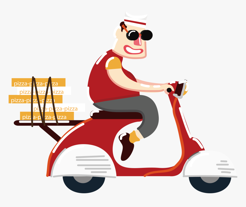 Pizza Fast Food Motorcycle Ride A To - Motorcycle Picture Transparent Cartoon, HD Png Download
