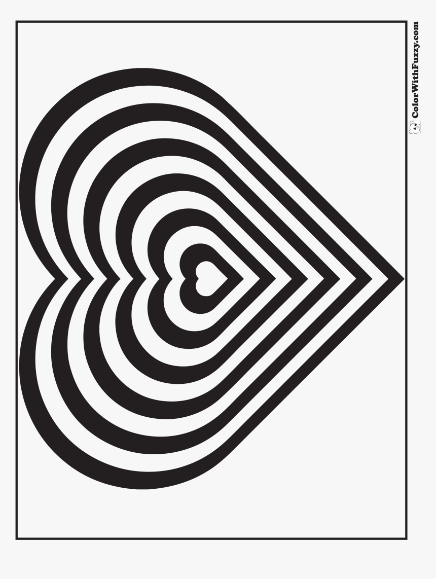 Geometric Heart Coloring Page Main Image - Circle, HD Png Download