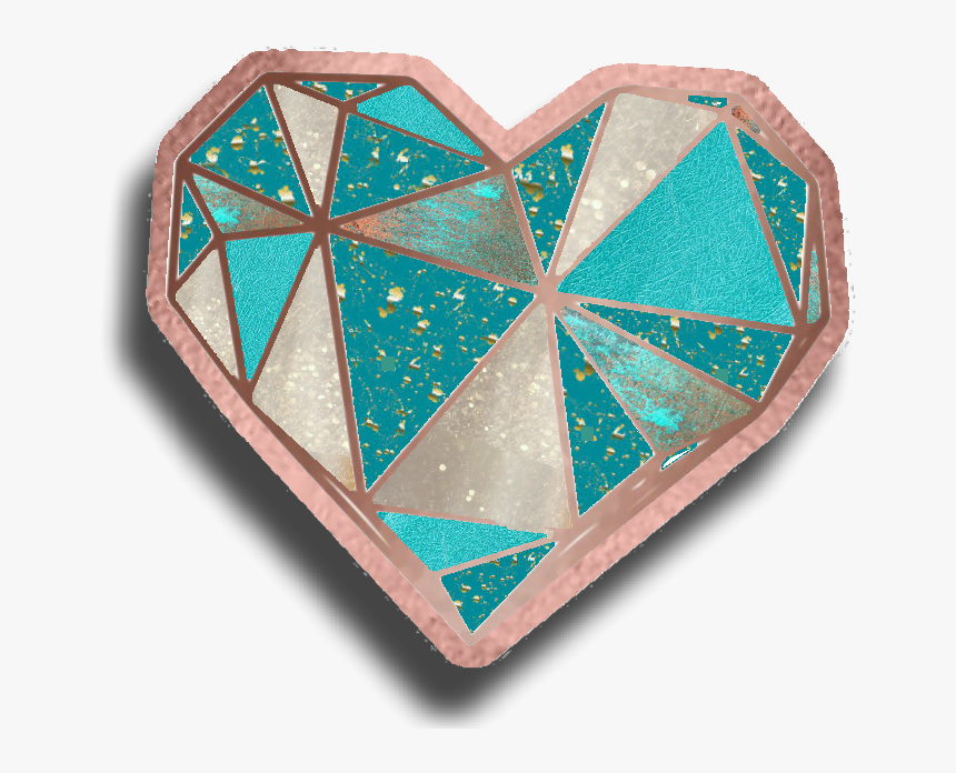 #heart #geometric #fractals #rosegold #copper #teal - Triangle, HD Png Download