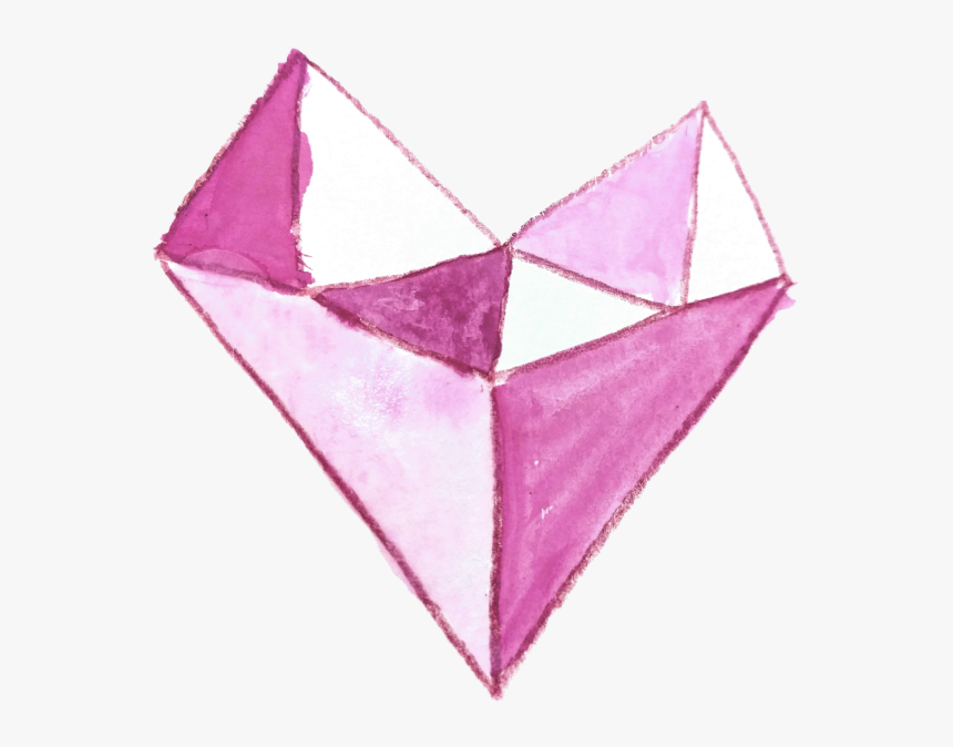 Geometric Heart Watercolor Painting - Origami, HD Png Download