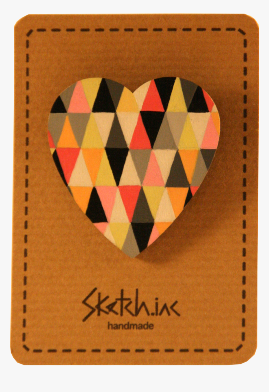 Geometric Heart Wooden Brooch - Wallet, HD Png Download