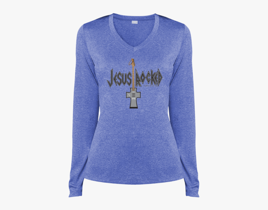 Jesus Rocked Gals Heather Dri Fit V Neck Performance - T-shirt, HD Png Download