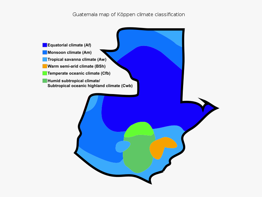 Guatemala Map Of Köppen Climate Classification - Guatemala Climate Map, HD Png Download