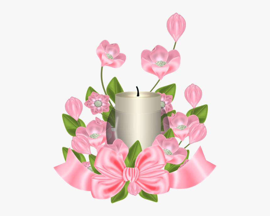 Transparent Just Married Clipart - Candle And Flowers Clipart, HD Png Download