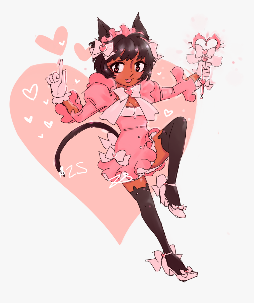 For This One I Made A Magical Cat Girl With Lots Of - Cartoon, HD Png Download