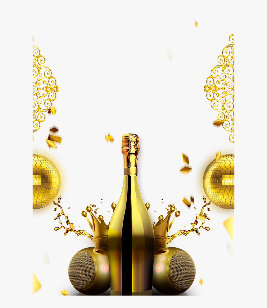 Champagne Bottle Download Transparent Png Image - Golden Champagne Bottle Png, Png Download