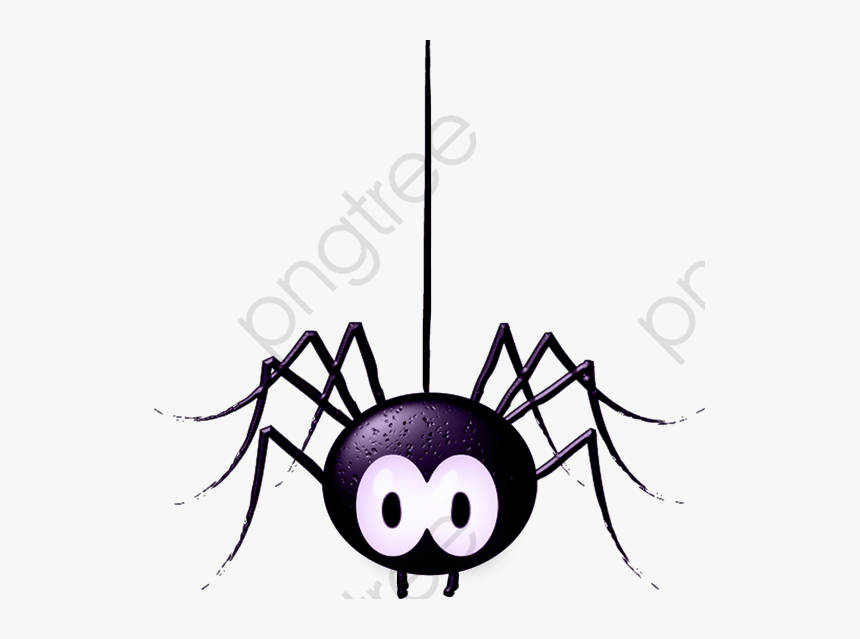 Spider Web Clipart Half - Cartoon Transparent Background Spider, HD Png Download