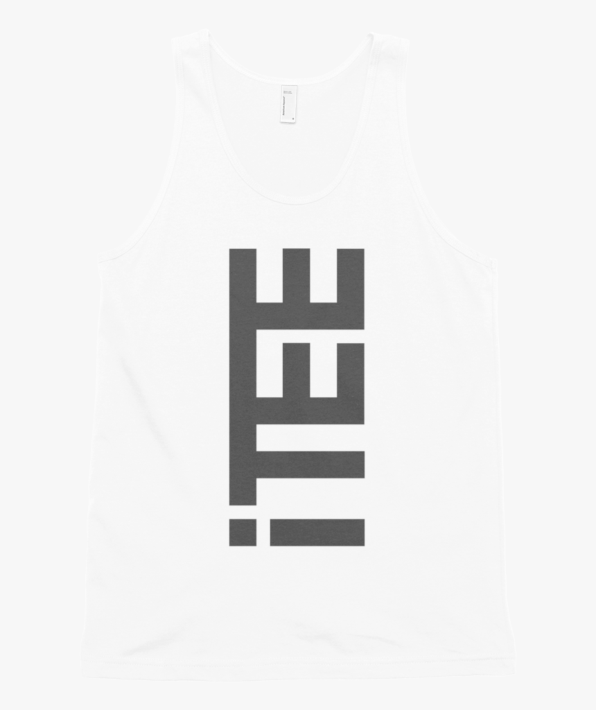 Itee White Vertical Logo Front Fine Jersey Tank Top - White Tank Top Jersey, HD Png Download