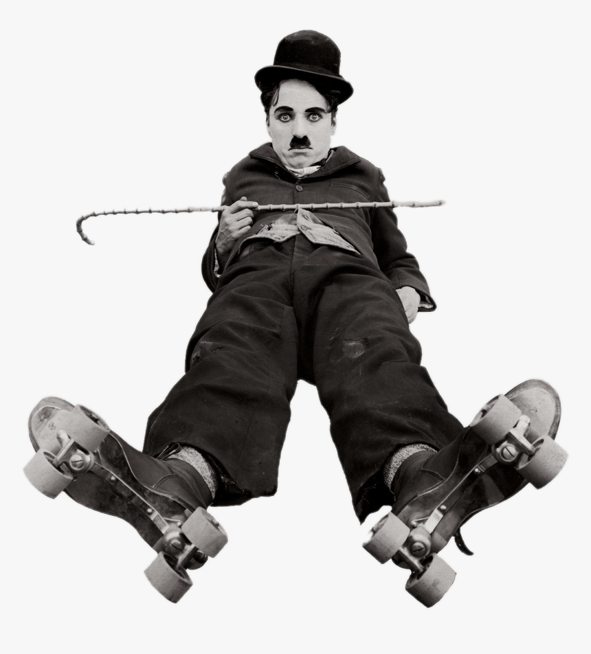 Charlie Chaplin On Roller Skates - Charlie Chaplin, HD Png Download