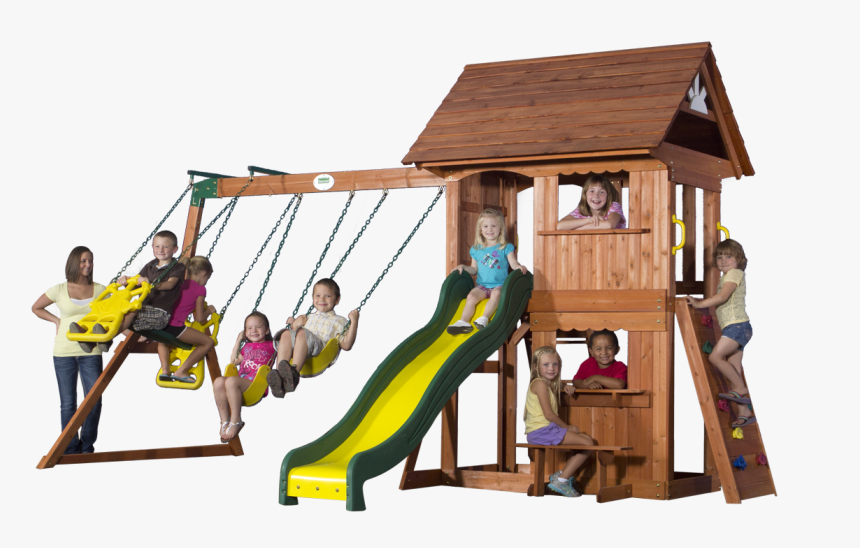 Wood Swing Set With Slide And Glider , Png Download - Swing, Transparent Png