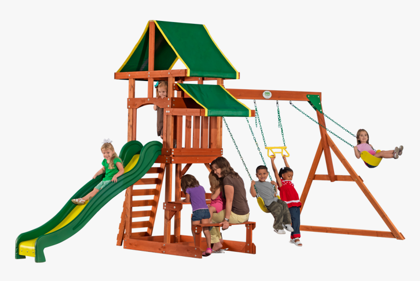 Wooden Playground Swing Set, HD Png Download