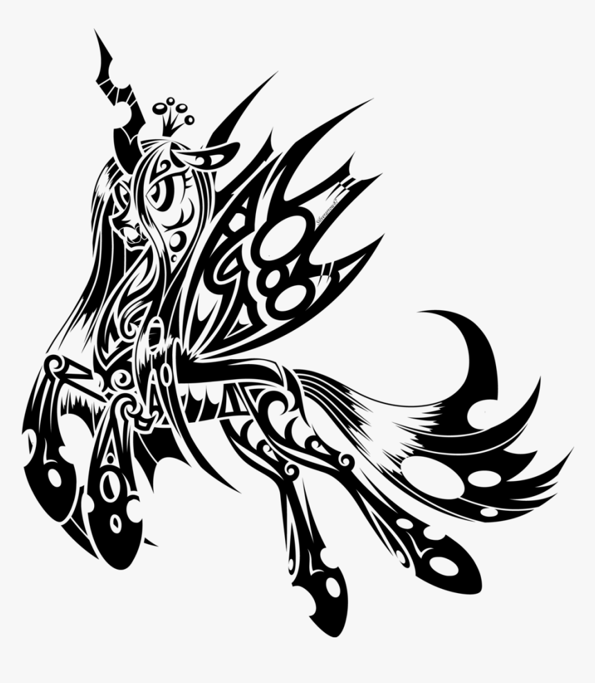 Line Art Tattoo Pony Rarity - Queen Chrysalis Tattoo, HD Png Download