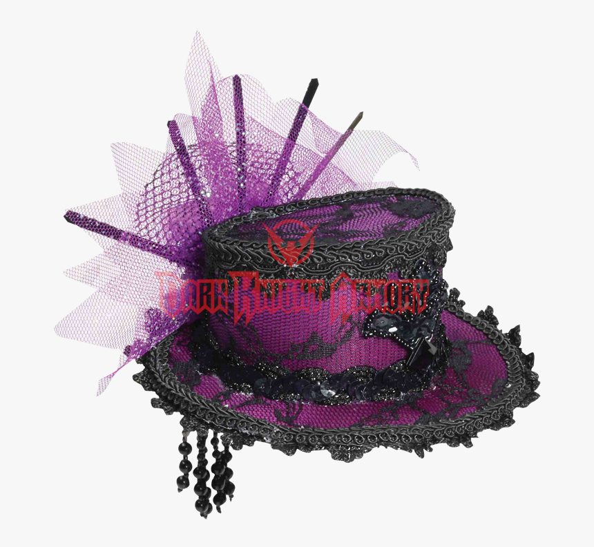 Steampunk Mini Purple Lace Top Hat - Burlesque Hat, HD Png Download