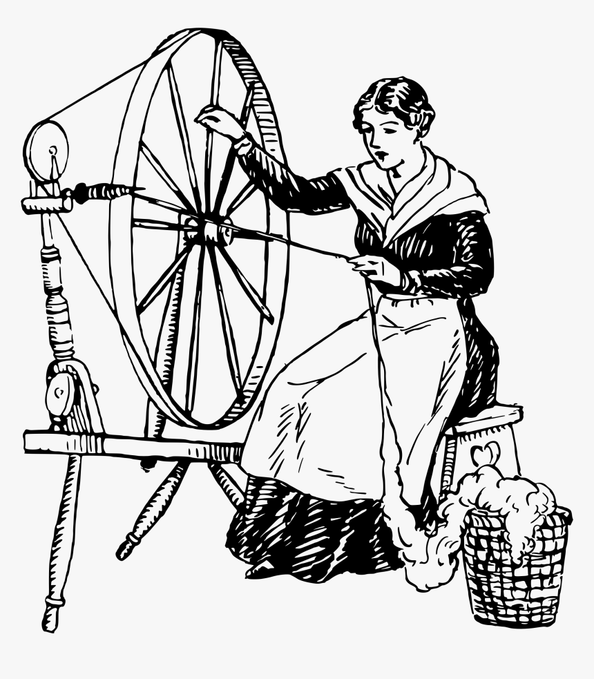 Spinning Wheel 2 Clip Arts - Woman Using Spinning Wheel, HD Png Download