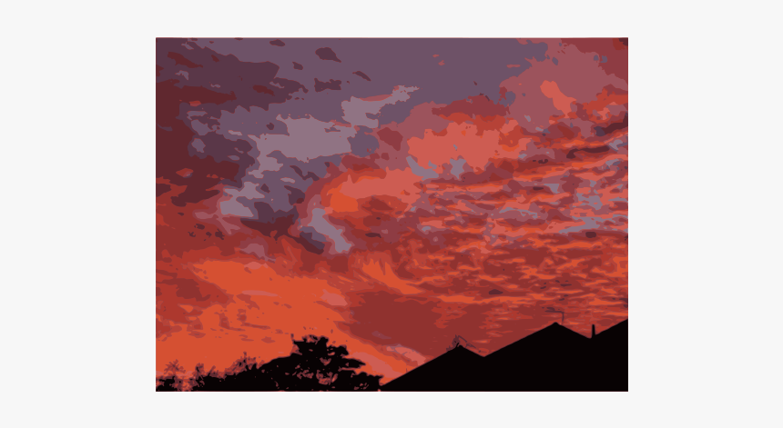 Sunset Over Houses - Painting, HD Png Download