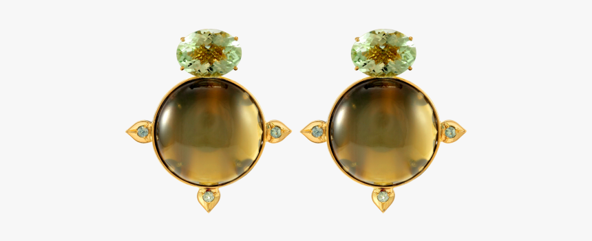 Gold Earrings With Andosolite And Green Sapphires - Earrings, HD Png Download