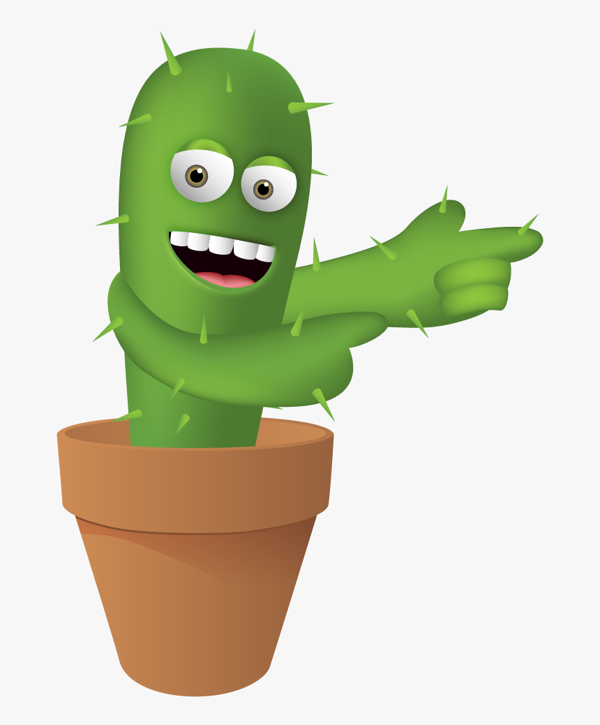 Pointing Aside Cactus - Cartoon, HD Png Download