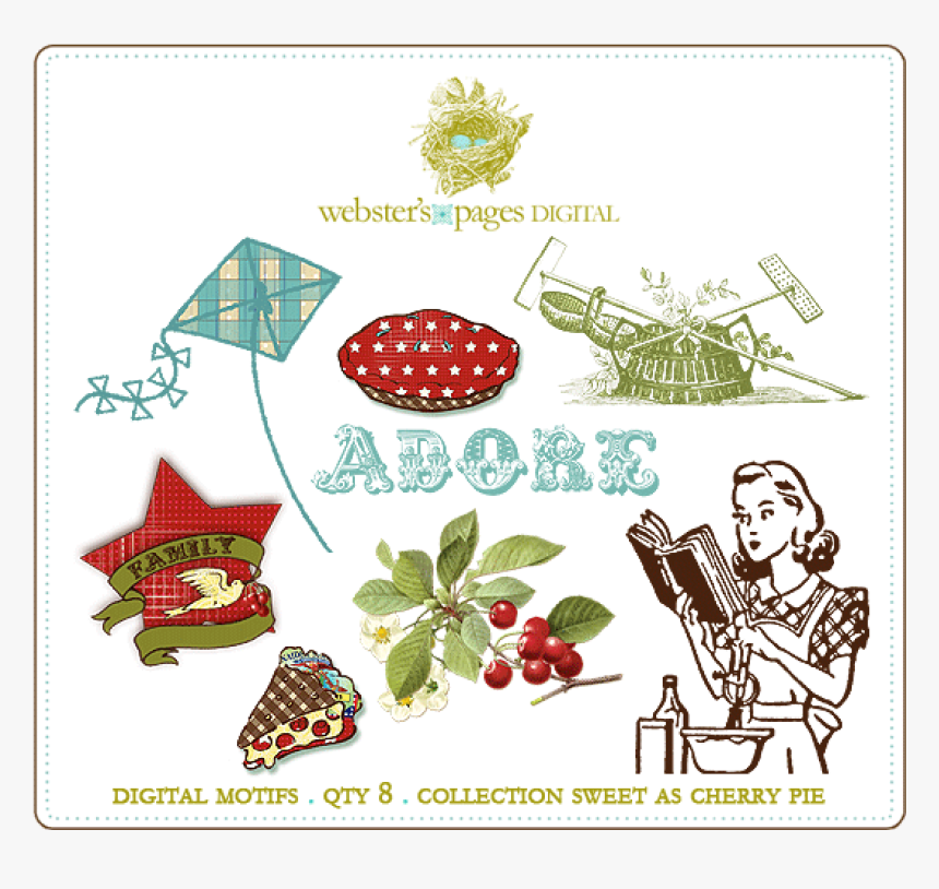 Sweet As Cherry Pie Designs Digi Motifs - Illustration, HD Png Download