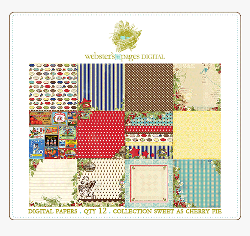 Sweet As Cherry Pie Papers Digi - Patchwork, HD Png Download