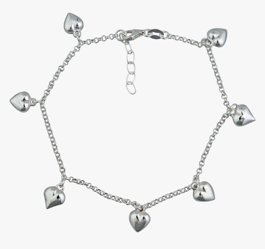 Pulsera De Plata Con Corazones, HD Png Download