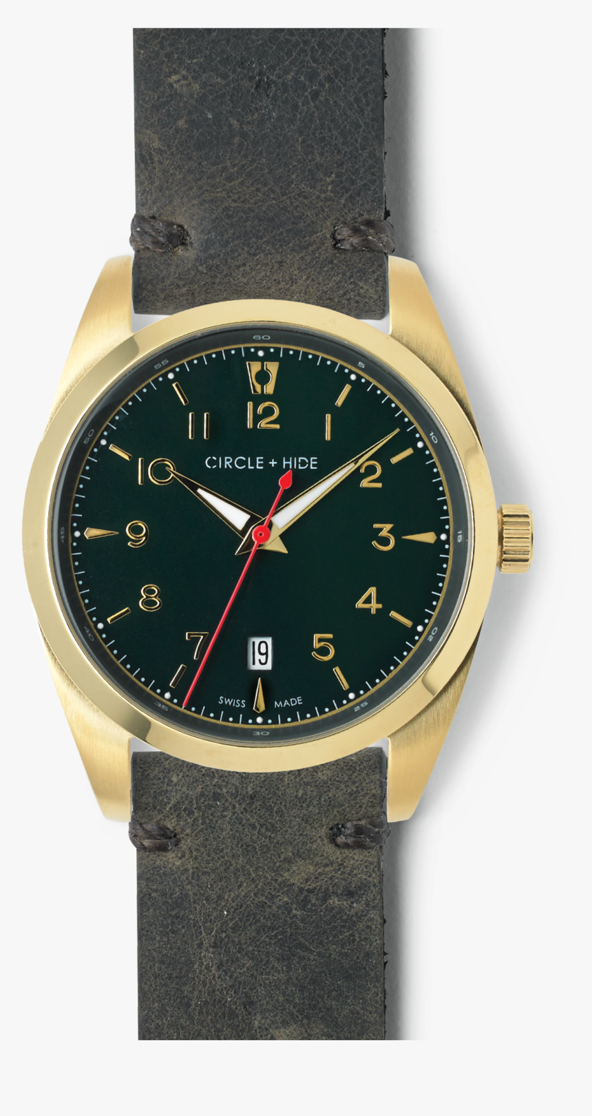 Gold Watch Green Dial Distressed Brown Leather Band - Vincero Chrono S Rose Gold, HD Png Download