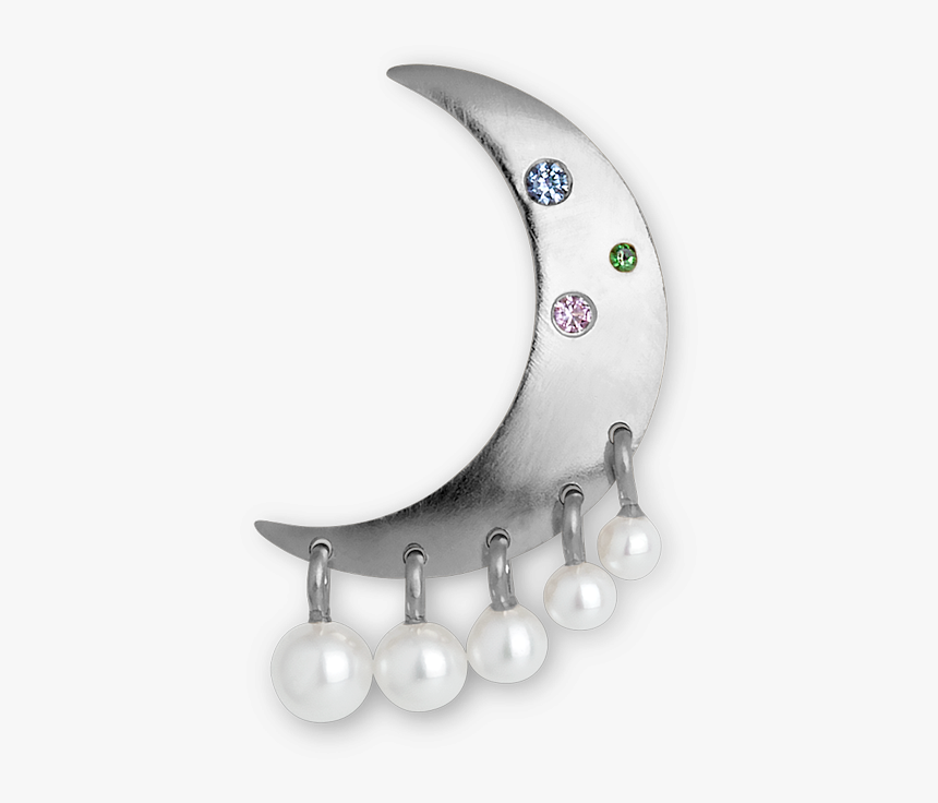 Pearl Moon Earring 
 Title Pearl Moon Earring - Body Jewelry, HD Png Download