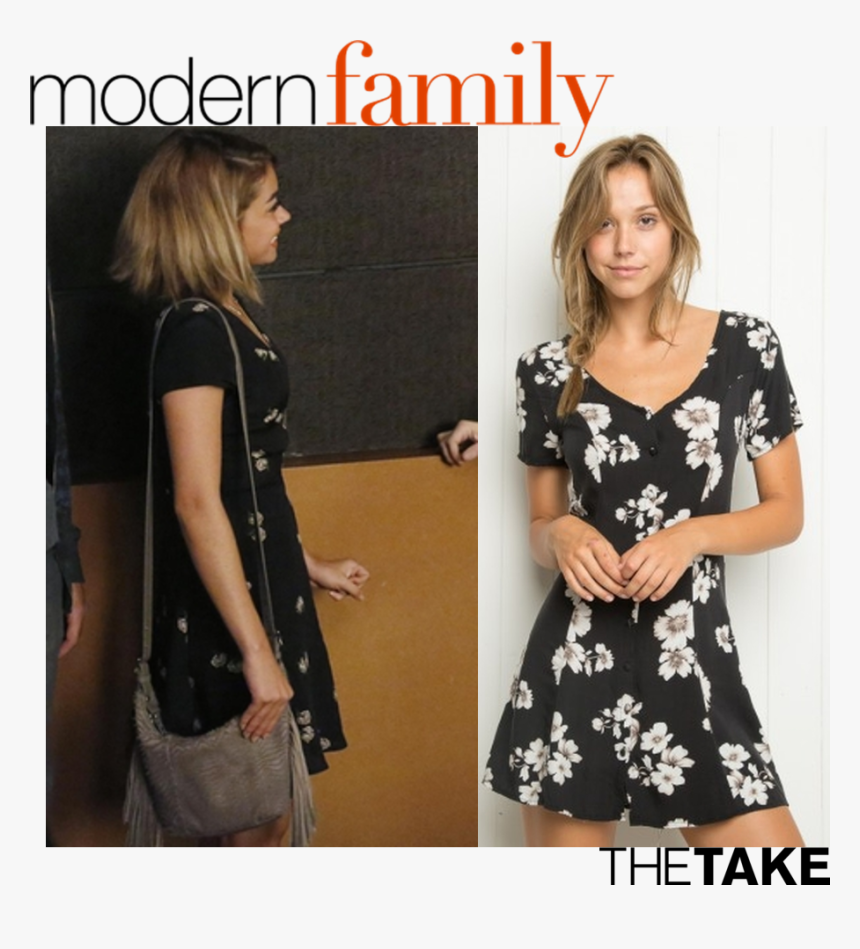 Brandy Melville Jacky Dress Inspired By Haley Dunphy - Brandy Melville Black Flowers Dress, HD Png Download