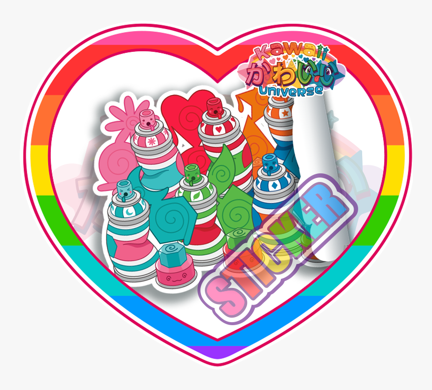 Kawaii Universe Cute Rainbow Spray Paint Cans Spectrum - Transparent Cute Design Sticker, HD Png Download