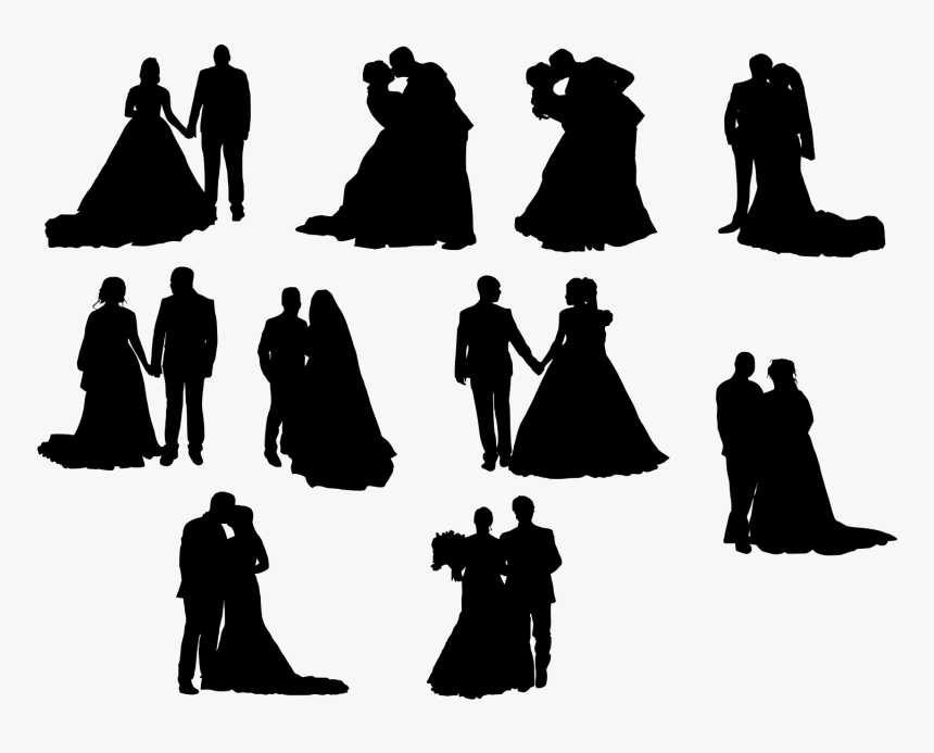 Groom And Bride Silhouette Png Image - Silhouette, Transparent Png