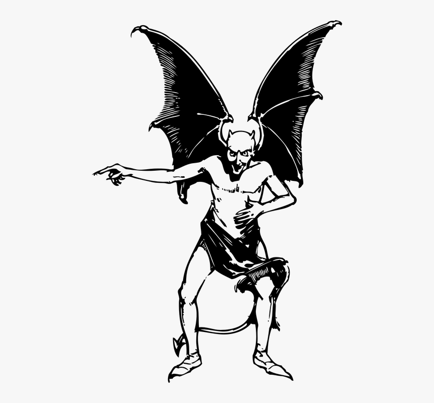 Diablo, Alas, Cuernos, Señalando, El Mal, Demonio - Devil Clip Art, HD Png Download