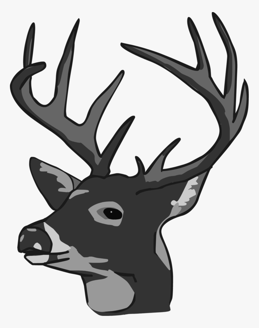 Deer Head Clipart Black And White - Deer Head Clip Art, HD Png Download