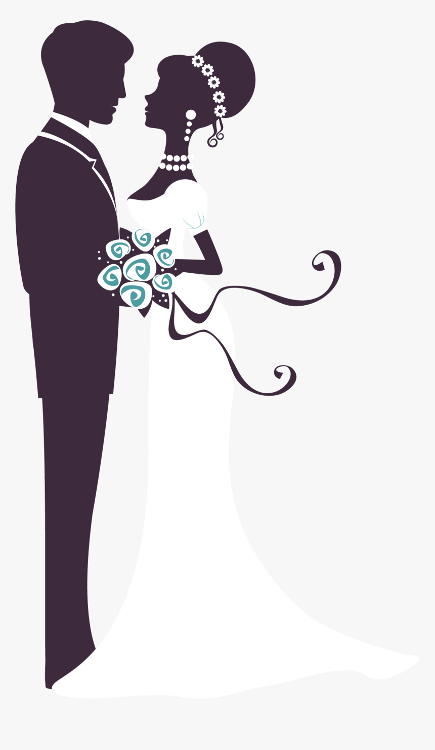 Bridegroom Silhouette Hand Drawn - Bride Groom Hands Png, Transparent Png
