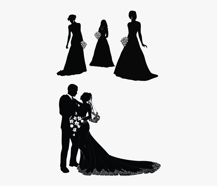 Bridegroom Wedding Clip Art - Wedding Couple Silhouette Png, Transparent Png