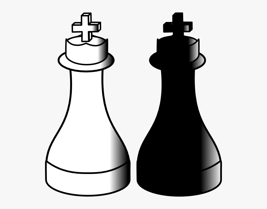 Chess Pieces Clip Art At Clker - King And Queen Chess Black And White, HD Png Download