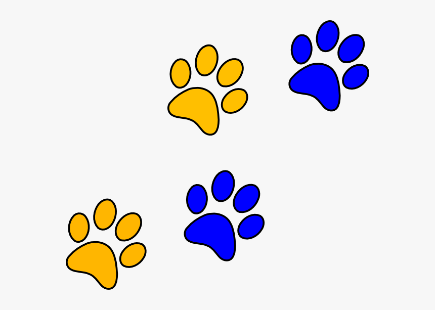 Bluegold Paw Print Clip Art - Blue And Yellow Paw Prints, HD Png Download